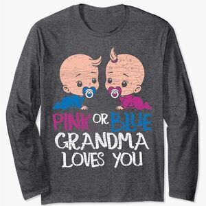 XL Gender Reveal Grandma Ling Sleeve T-Shirt Heather Gray